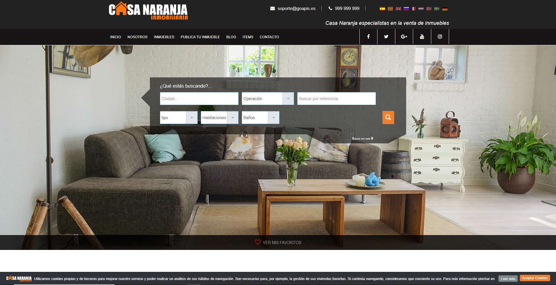 Modelo web inmobiliaria HTML Casa Naranja