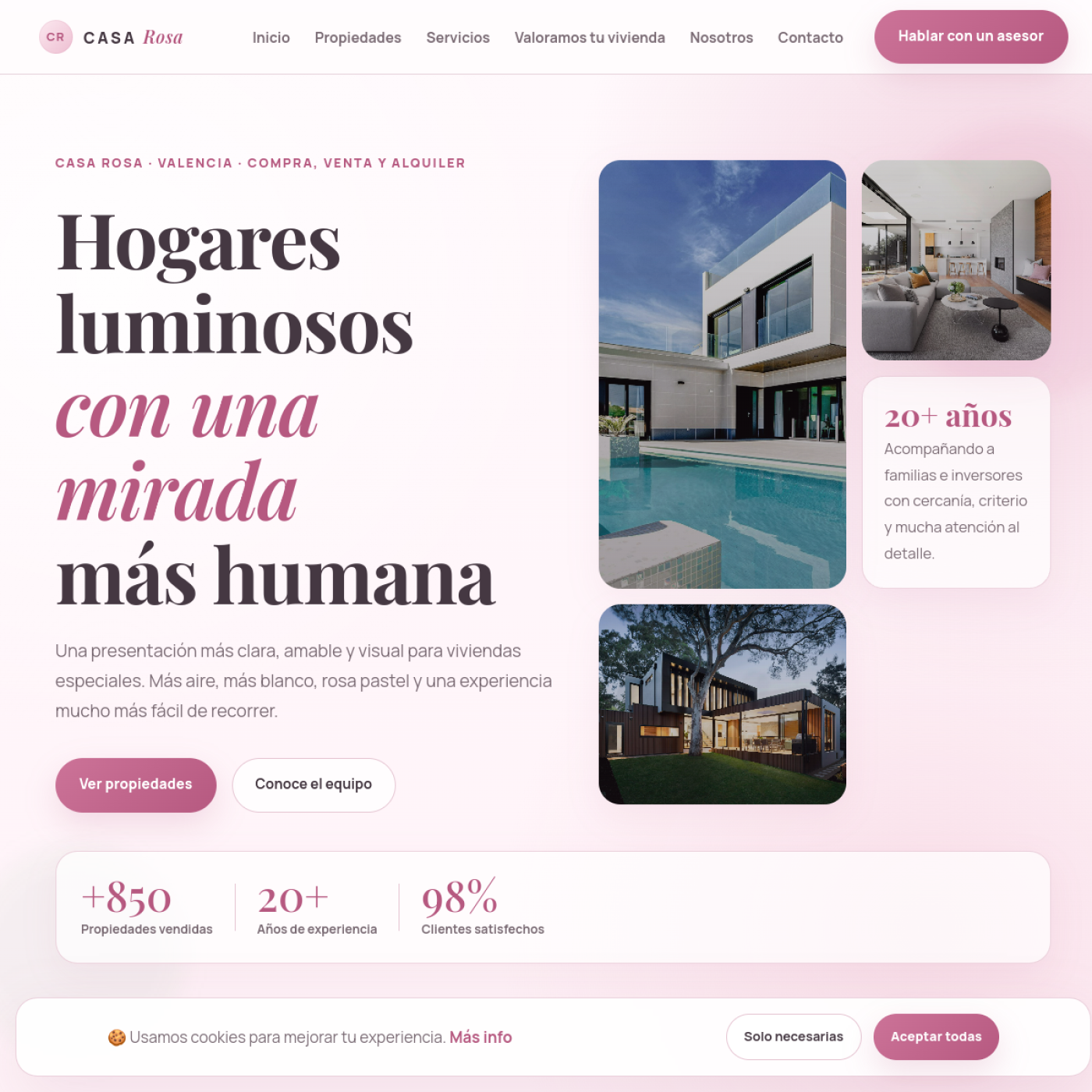 Modelo web inmobiliaria HTML Casa Rosa